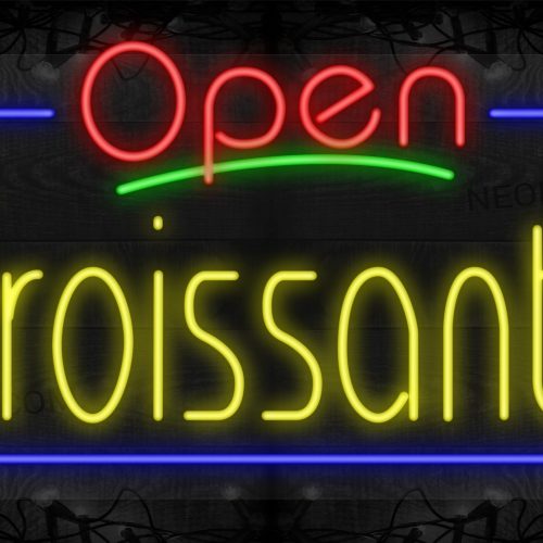 Image of Open Croissants with Blue Border LED Flex SIgn