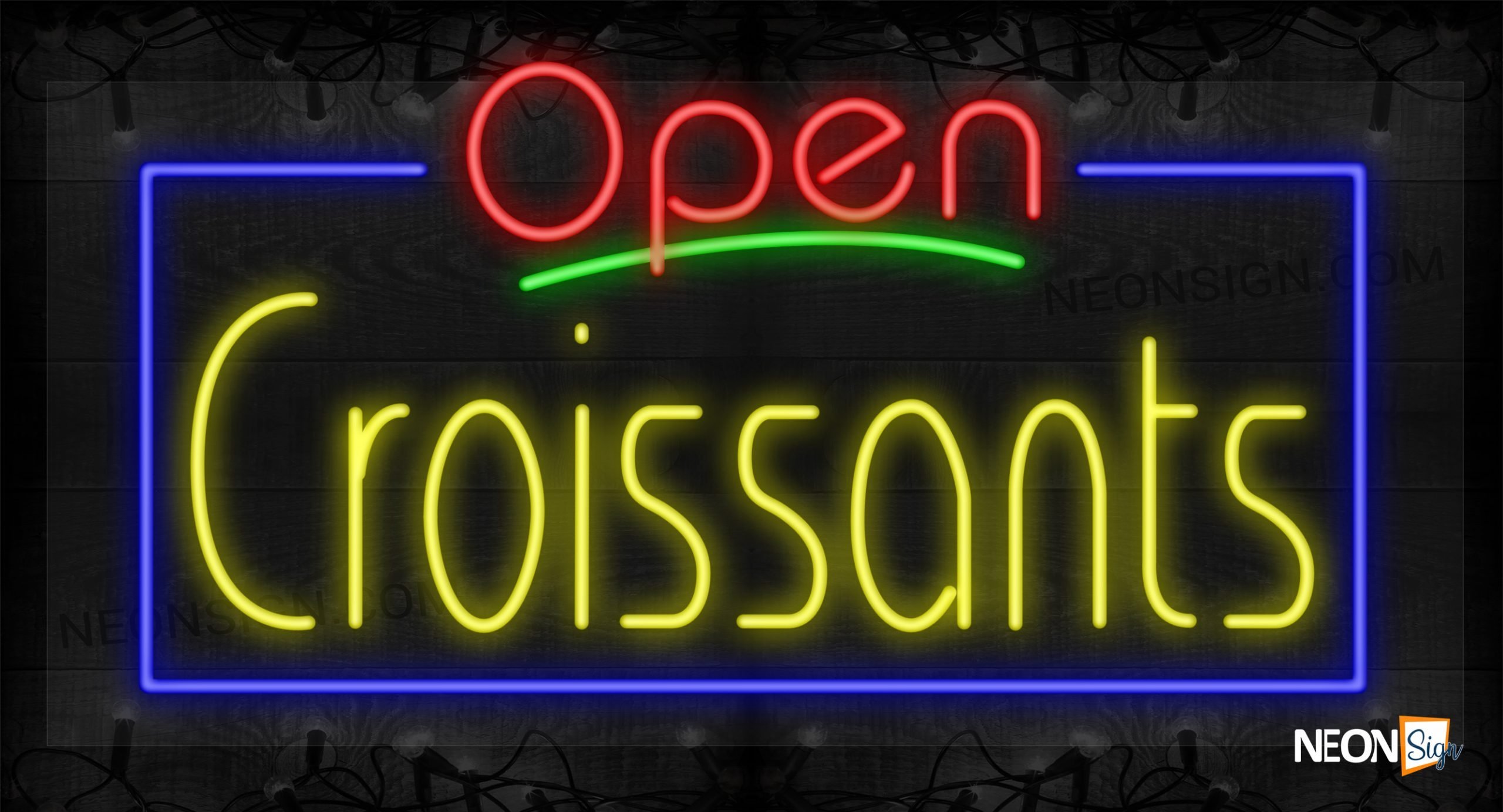 Image of Open Croissants with Blue Border LED Flex SIgn