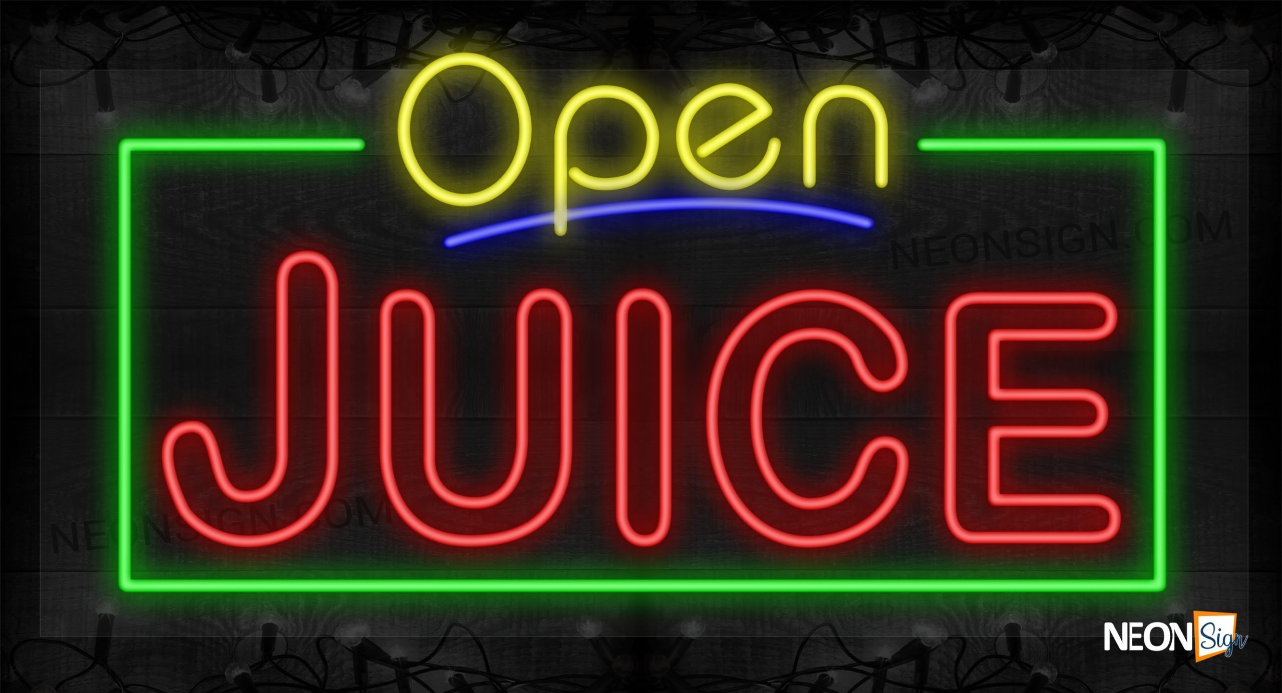 Image of Open Juice (Double Stroke) with Green Border LED Flex Sign