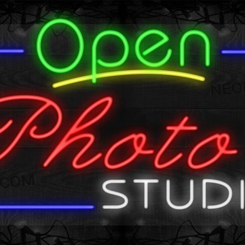 Image of Open Photo Studio with Blue Border LED Flex Sign