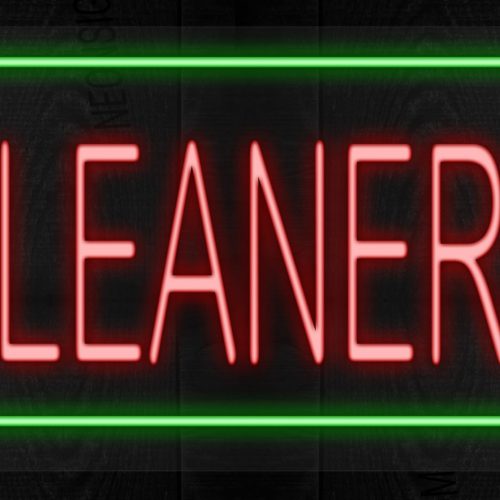 Image of Cleaners with green border LED Sign