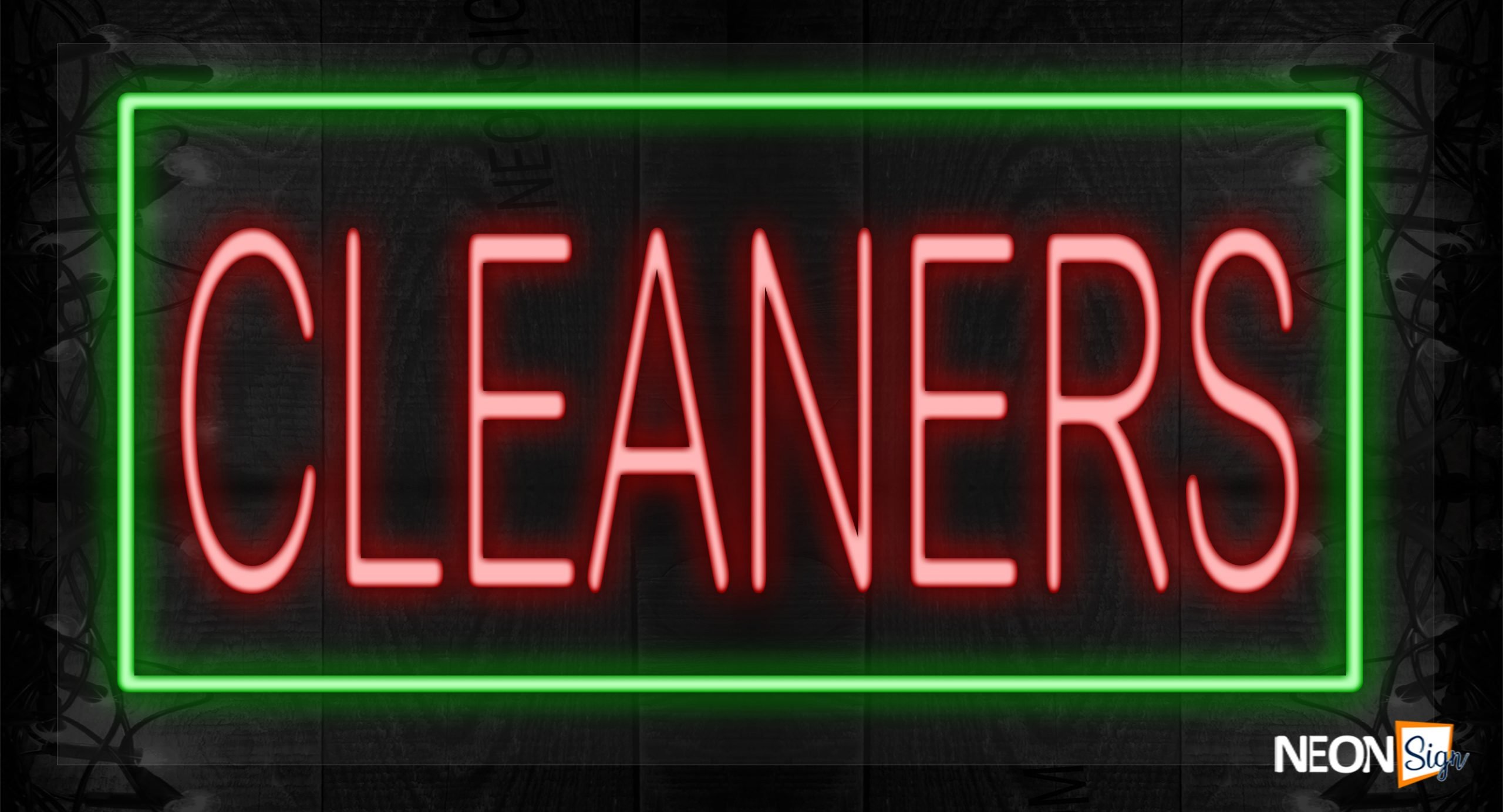 Image of Cleaners with green border LED Sign
