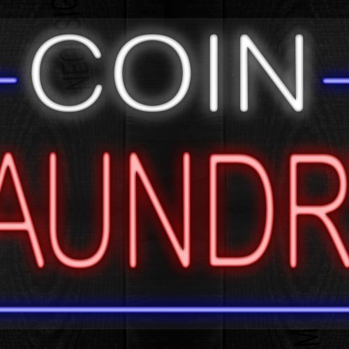 Image of Coin Laundry with blue border LED Flex