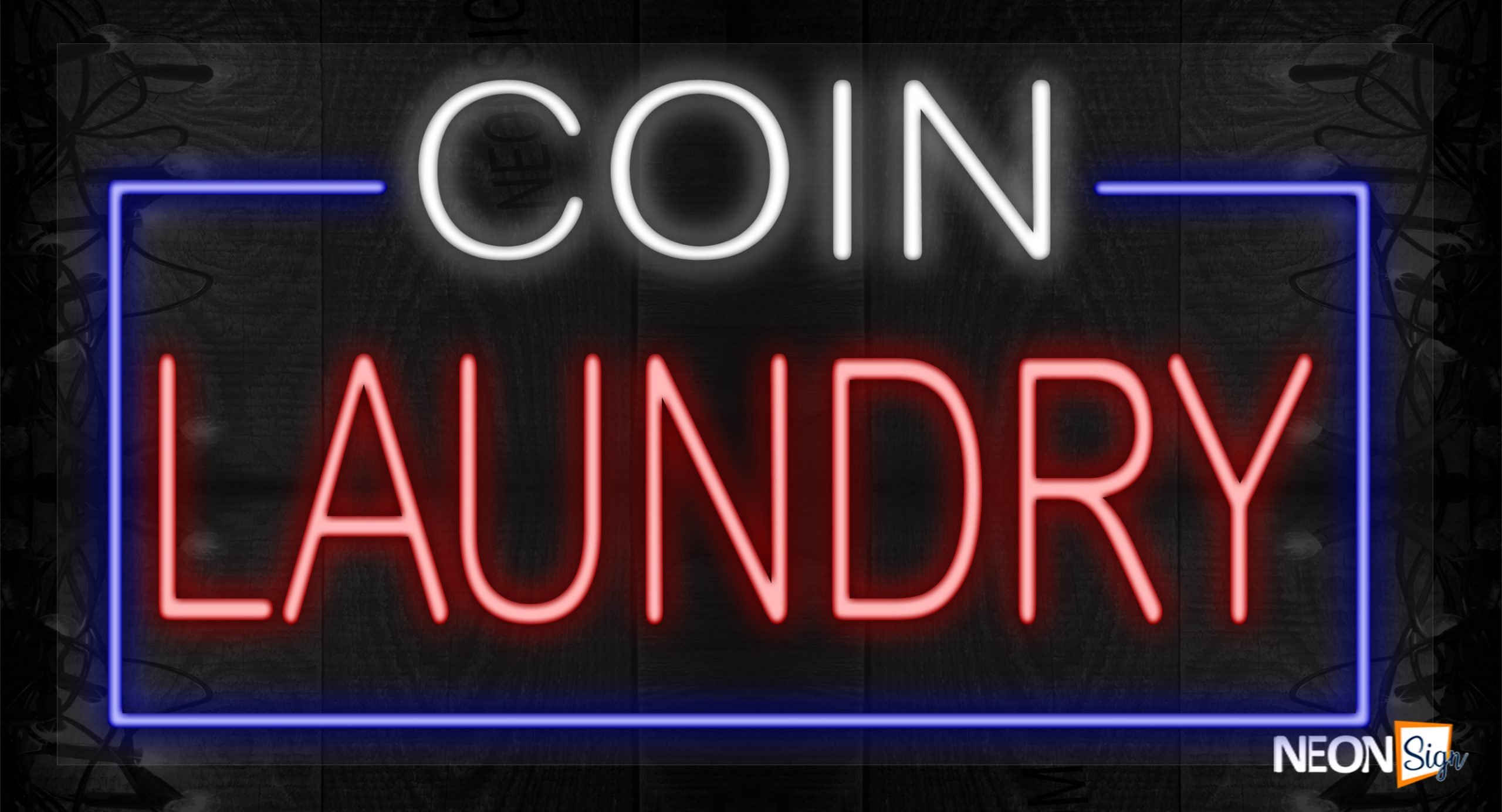 Image of Coin Laundry with blue border LED Flex