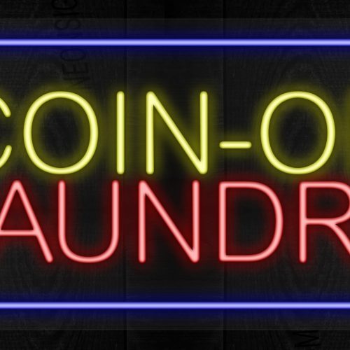 Image of Coin-Op Laundry with blue border LED Flex