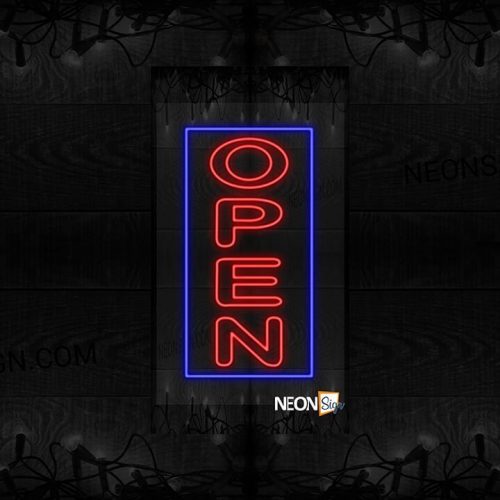 Open Bold Letters with Blue Border Vertical LED Flex