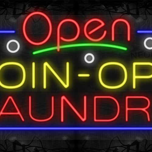 Image of Open Coin-Op Laundry with Bubbles and Blue Border LED Flex