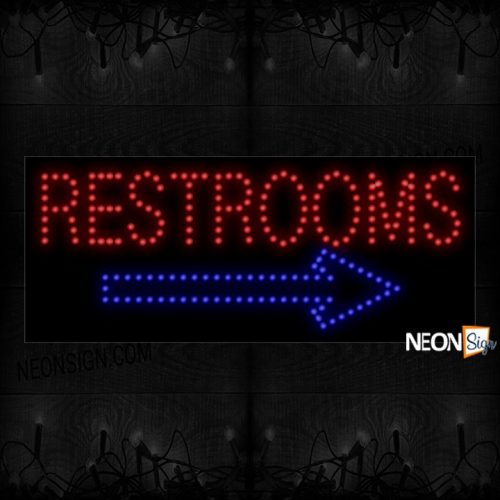 Restrooms With Blue Arrow LED Bulb