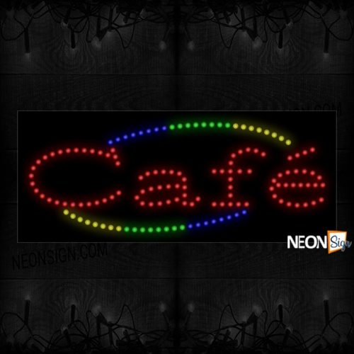 Cafe In Red With Colorful Arc Border LED Bulb