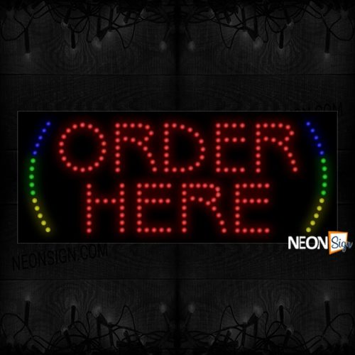 Order Here In Red With Colorful Arc Border LED Bulb