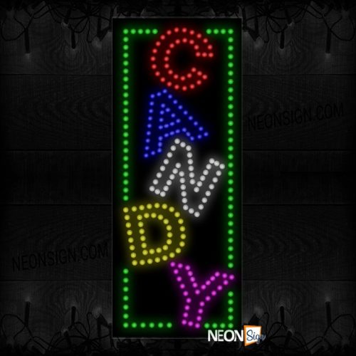 Vertical Multicolored 'Candy' With Green Border LED Bulb