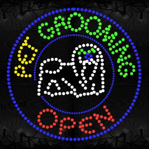Pet Grooming Open With Circle Border LED Bulb