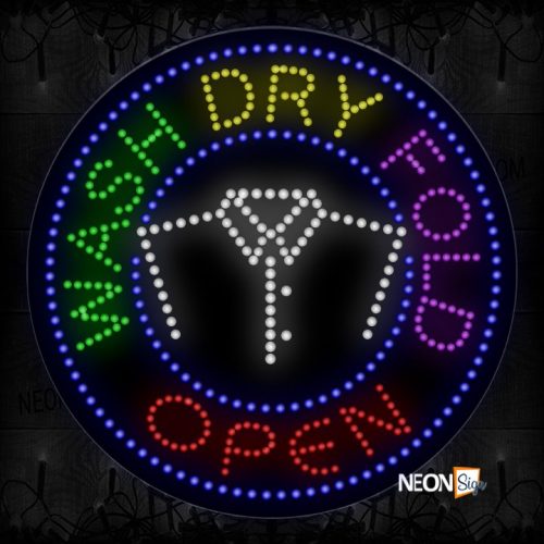 Wash Dry Fold Open With Blue Circle Border LED Bulb