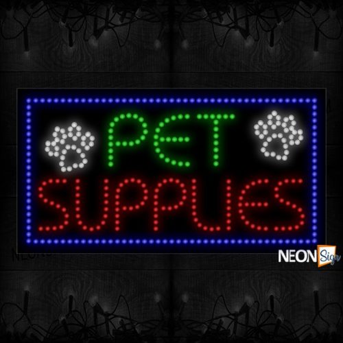 Pet Supplies With Blue Border And Dog'S Foot Print Logo LED Bulb