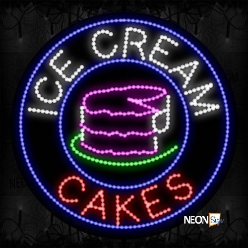 Ice Cream Cakes With Blue Circle Border And Logo LED Bulb
