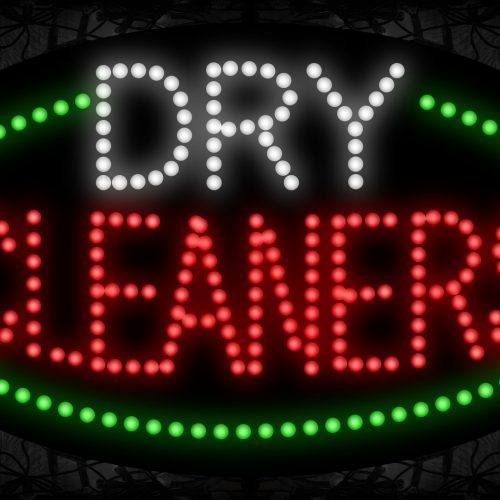 Dry Cleaners With Green Oval Border LED Bulb