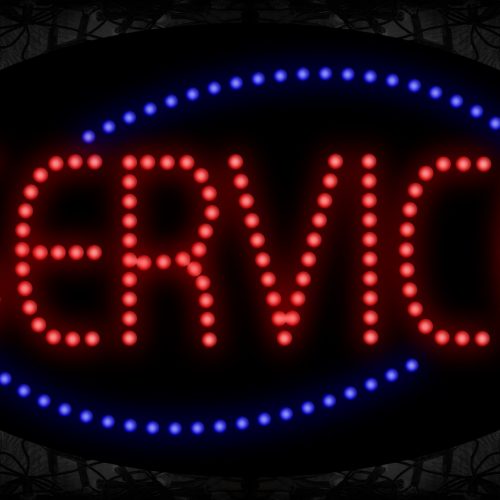 Oval 'Service' With Blue Arc Border LED Bulb