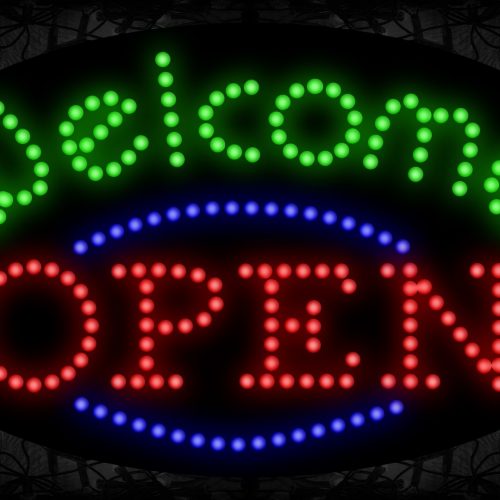 Welcome Open With Blue Border LED Bulb