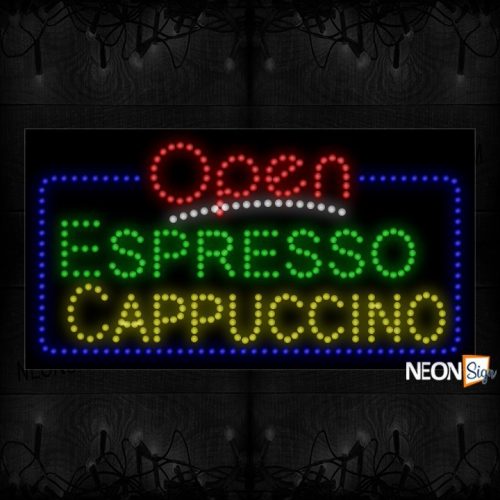 Open Espresso Cappuccino With Blue Border LED Bulb