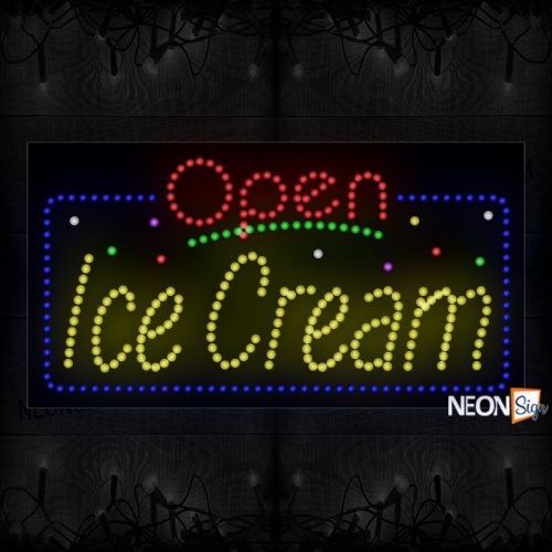 Open Ice Cream With Blue Border And Colorful Dots LED Bulb