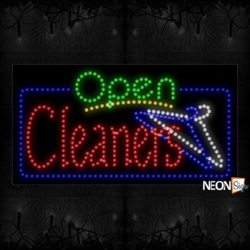 Open Cleaners With Image And Blue Border LED Bulb