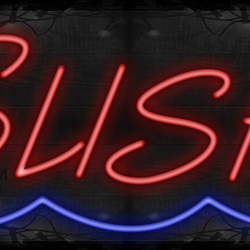 Sushi in red with blue wave lines LED Flex
