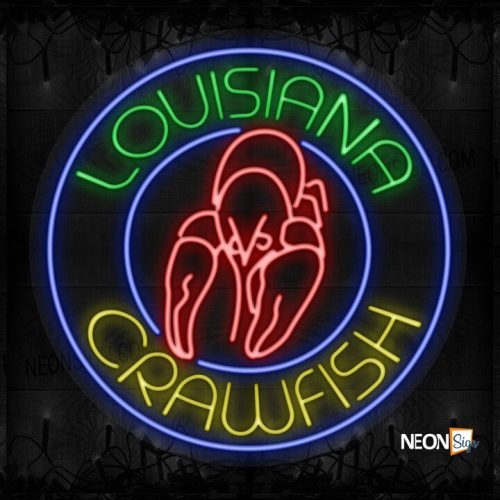 Louisiana Crawfish with logo and blue circle border LED Flex