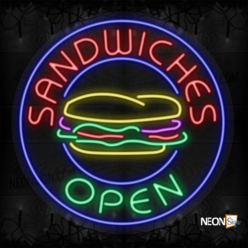 Sandwiches Open with logo and blue circle border LED Flex