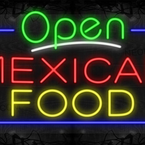 Open Mexican Food with Blue Border LED Flex Sign
