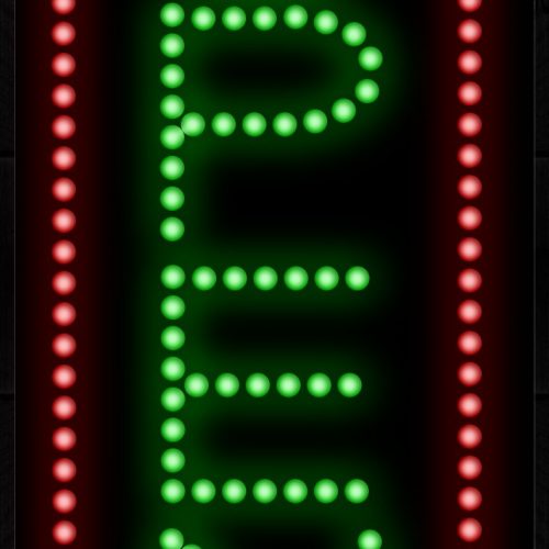 Open With Red Border (Vertical) LED Bulb