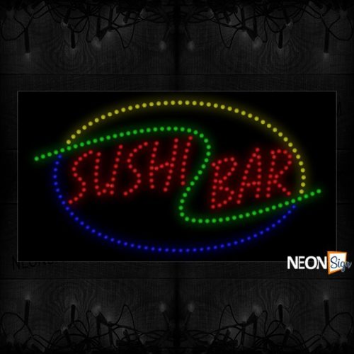 Sushi Bar With Blue And Yellow Round Border LED Bulb