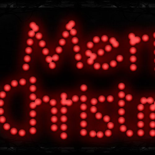 Merry Christmas in red with tree logo LED Bulb