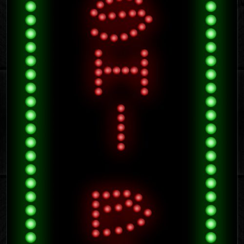 Vertical Sushi Bar With Green Border LED Bulb
