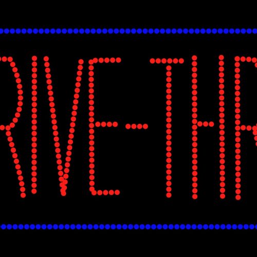 Drive-Thru With Blue Border LED Bulb
