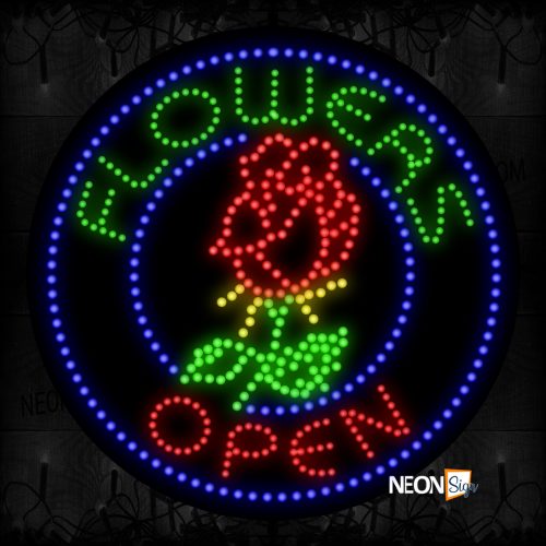 Round 'Flowers Open' With Image And Blue Border LED Bulb
