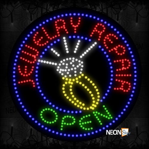 Round 'Jewelry Repair Open' With Image LED Bulb