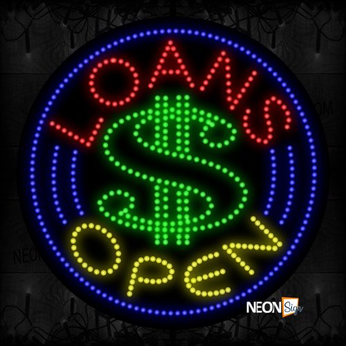 Round 'Loans Open' With Image And Blue Border LED Bulb