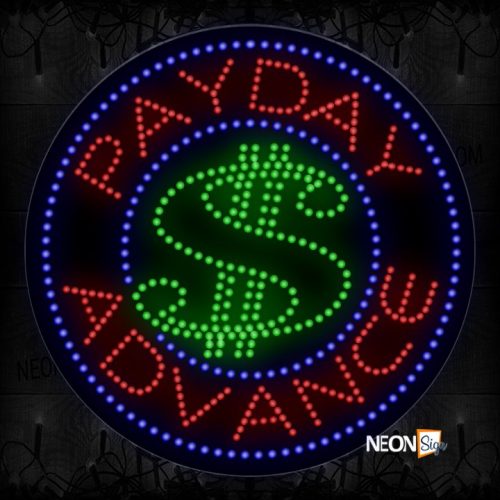 Payday Advance With Blue Border And $ Logo LED Bulb