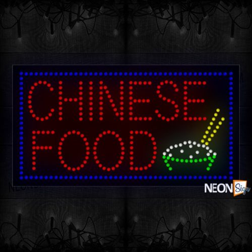 Chinese Food in red  With Blue Border and logo LED Bulb