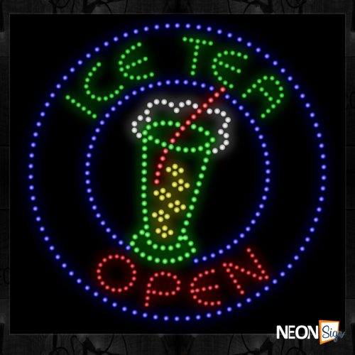 Ice Tea Open With Glass Logo LED Bulb