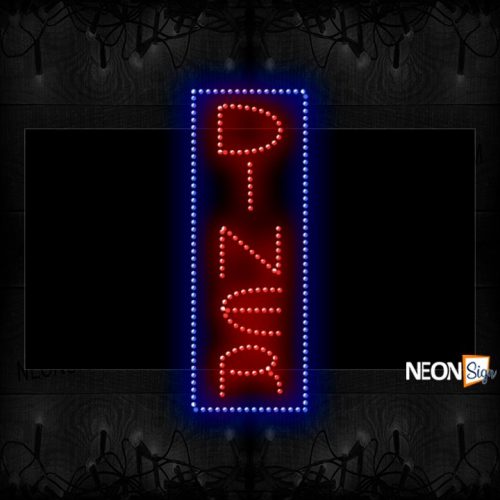 Vertical 'Diner' With Blue Border LED Bulb
