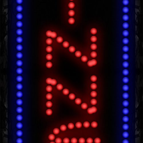 Dinner in red with blue vertical border LED Bulb