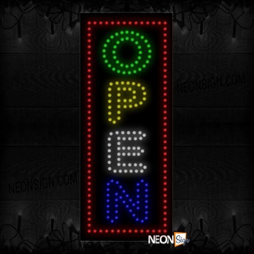 Open Bold Vertical With Red Border LED Bulb
