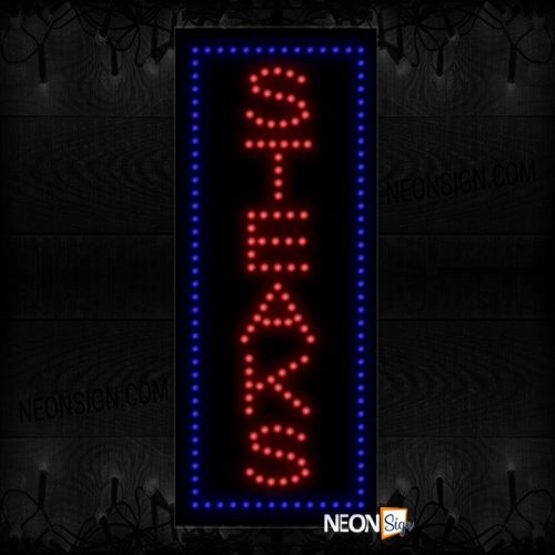 Steaks In Red With Blue Border (Vertical) LED Bulb