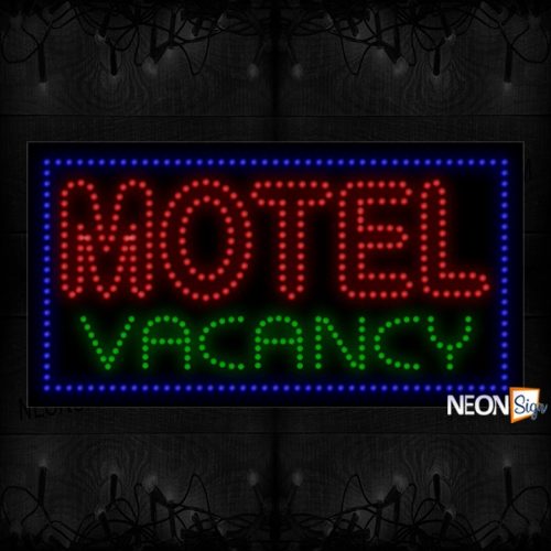 Double Stroke Motel Vacancy With Blue Border LED Bulb