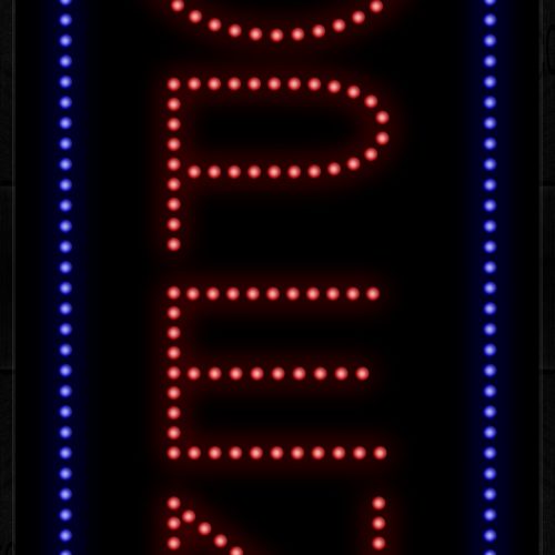 Open With Blue Vertical Border LED Bulb