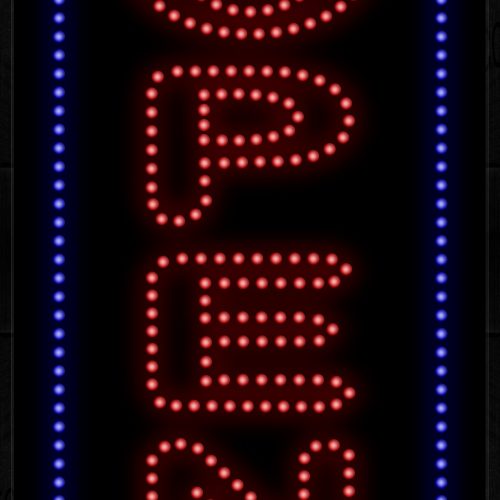 Open With Vertical Blue Border LED Bulb