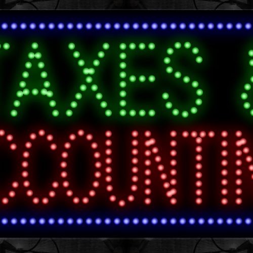 Taxes & Accounting With Blue Border LED Bulb