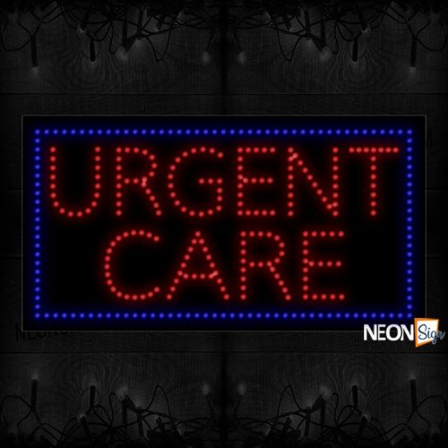 Urgent Care With Blue Border LED Bulb