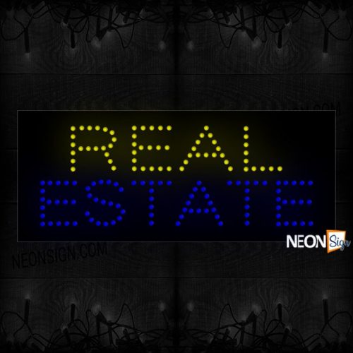 Real Estate Without Border in yellow and blue LED Bulb